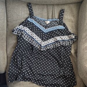 Avenue Black and Blue Geometric Tank Top